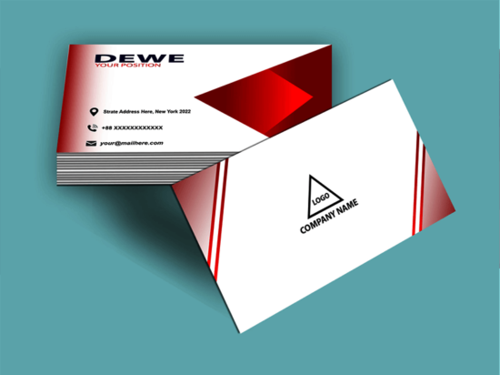 Light-and-Dark-Red-Mix-Rectangle-Shapes-2-Sided-Business-Card