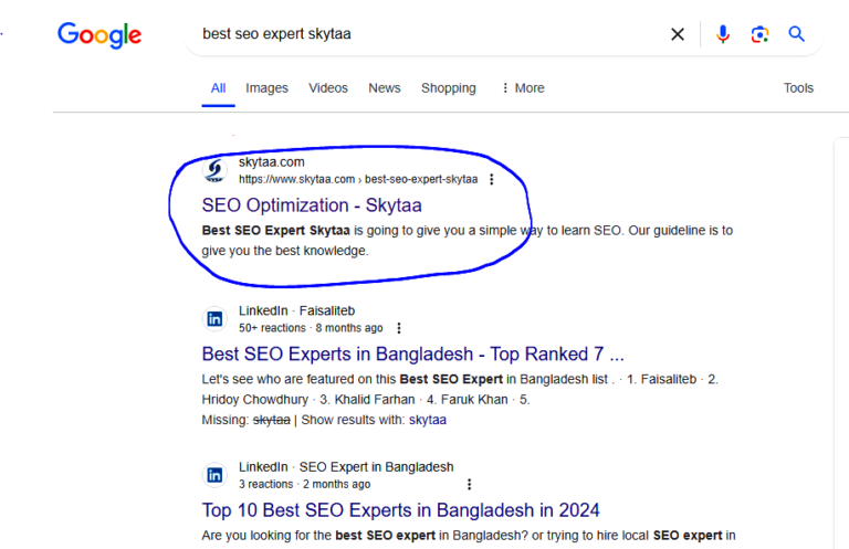 top ranking search result